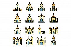 Church icons vector flat Product Image 1