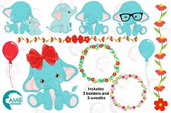 BABY ELEPHANT BUNDLE! 53 cliparts, graphics and illustrations and Patterns AMB-2273 Product Image 4