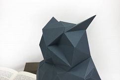 Night Owl, Papercraft Owl, Paper Owl, Animal Trophy, Loft Decor, Home Decor, 3D papercraft model, animal head, lowpoly DIY, hobby idea, DIY Product Image 3