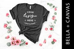 Heather Dark Grey Bella Canvas 3001 T Shirt Mockup Flowers Product Image 1