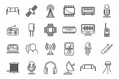 Radio engineer tool icons set, outline style Product Image 1