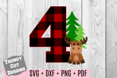 Bundle, Moose Buffalo Plaid Birthday Set SVG Product Image 5