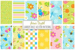 Spring Garden bugs Digital Paper and Vector Patterns Product Image 1