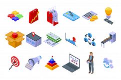 Marketing mix icons set, isometric style Product Image 1