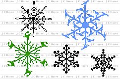 2 Dinosaurs, 3 Other Snowflakes, SVG, PNG, JPG Product Image 2