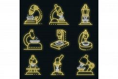 Microscope icons set vector neon Product Image 1