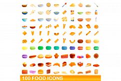 100 food icons set, cartoon style Product Image 1