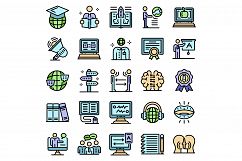 Foreign language teacher icons set line color vector Product Image 1