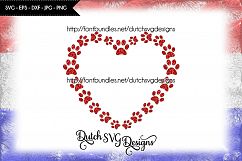 Cutting file pawprints in heart shape, in Jpg Png SVG EPS DXF, for Cricut &amp; Silhouette, paw svg, pawprint svg, paw print svg, paw heart svg Product Image 1