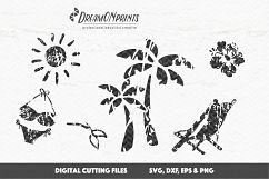 Distressed Beach SVG Bundle - Palms, Bikini, Mermaid Product Image 1