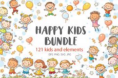Happy Cartoon Kids Bundle, children doodle, kids doodle Product Image 1
