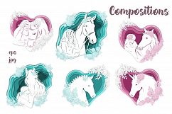 Horses, flowers &amp; love (part #2)– Vector Paper Art Style Product Image 8