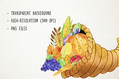 Watercolor Thanksgiving Clipart, Harvest Clipart Product Image 4