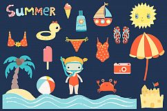 Cute summer beach clip art collection, Children holiday clipart Product Image 4