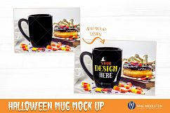 Halloween Mock up, Black mug with donut - JPEG &amp; PSD formats Product Image 2