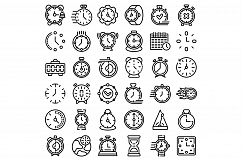 Stopwatch icons set, outline style Product Image 1