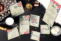 Watercolor flower invitation set Product Image 1