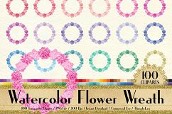 100 Watercolor Flower Wreath Clip Arts, Botanical Wreaths Product Image 1