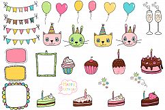 Cute birthday clipart, Party design elements Product Image 2