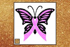 Breast Cancer Awareness Ribbon Butterfly SVG, Cancer Ribbon Product Image 1