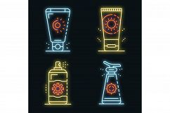 Sunscreen icon set vector neon Product Image 1