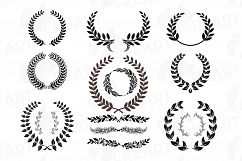 Laurel wreath clipart, Monogram frames silhouette Product Image 1