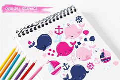 Nautical Whales graphics and illustrations Product Image 3