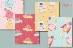 Blast off girls , digital clipart and paper set Product Image 3