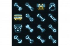 Dumbell icons set vector neon Product Image 1