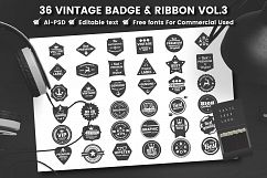 36 VINTAGE BADGE &amp; RIBBON Vol.8 Product Image 1
