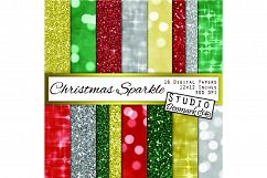 Christmas Glitter and Bokeh Digital Paper Product Image 1