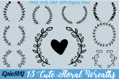 13 Floral Wreath Designs | .SVG .DXF .EPS | Wedding Gift Frame Cutting Digital Files Product Image 1