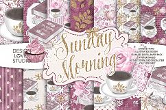Watercolor Sunday Morning digital paper pack 2 Product Image 1
