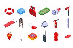 Rescuer icons set, isometric style Product Image 1