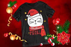 Christmas Cat in Santa Hat SVG Clipart Dxf Vector Printable Product Image 3