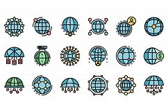 Global network icons set vector flat Product Image 1