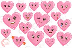 Valentine faces clipart, Heart emojis clipart, graphics illustrations AMB-1172 Product Image 4