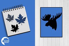 Lumberjack clipart, Blue Buffalo plaid, Forest animal silhouettes graphic, illustration, AMB-2359 Product Image 3
