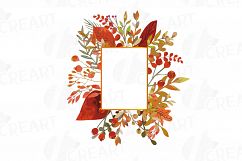 Autumn frames watercolor clip art pack, fall design borders Product Image 11