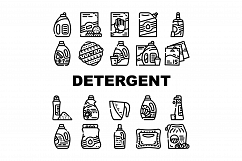 Detergent Washing Collection Icons Set Vector Product Image 1