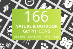 166 Nature &amp; Outdoor Glyph Inverted Icons Product Image 1