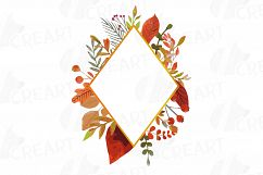 Autumn frames watercolor clip art pack, fall design borders Product Image 13