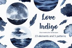 Love Indigo watercolor clipart Nature watercolor clipart Product Image 1