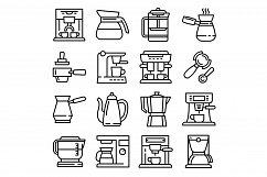 Coffee maker icons set, outline style Product Image 1