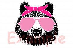 Bear Head whit Pink Bandana SVG football 1014S Product Image 3