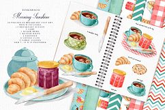 Breakfast Coffee and pastries graphic set and pattern papers Product Image 1