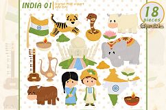 Cute India clipart, Taj Mahal design, Travel clip art Product Image 1