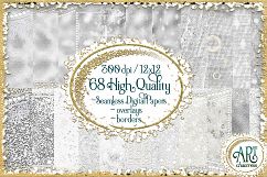 Pearl White glitter DIGITAL PAPERSSeamless,BORDERS,OVERLAY Product Image 1