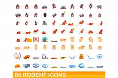 80 rodent icons set, cartoon style Product Image 1