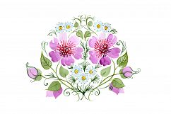 Ornament with daisies PNG watercolor set Product Image 1